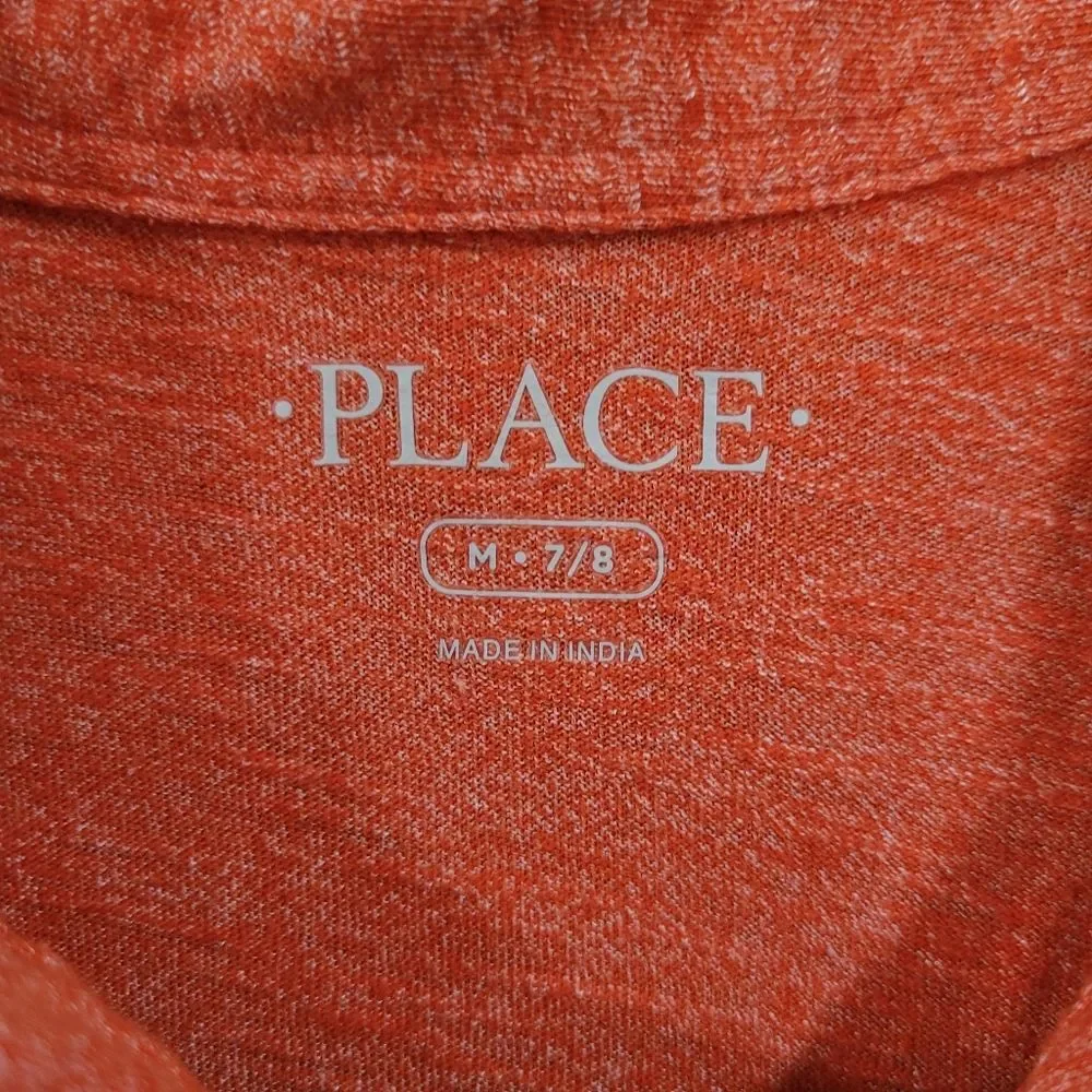 The children's place boys medium 7/8 orange short sleeve polo tee shirt